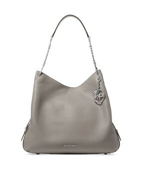 Mk  Leather Shoulder Tote in Light Gray Michael Kors Lillie Chain Shoulder Bag